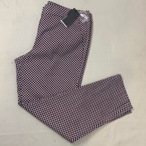 Donna Ricco New York Size 14 Orange Navy Cream Dress Casual Summer Slack Pants